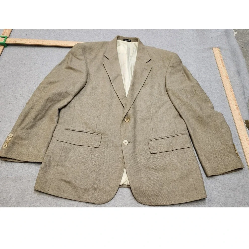 Oscar‎ de la Renta Blazer Sport Coat Mens 42S Tan Two Button Notch Lapel Jacket